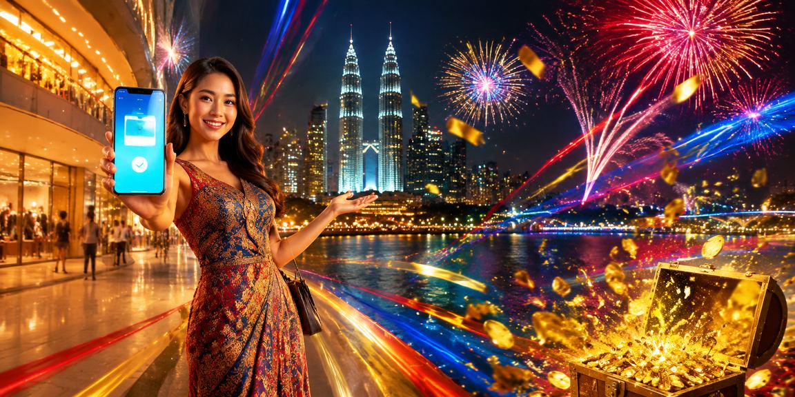 Pengguna menggunakan aplikasi mudah alih kasino di Kuala Lumpur dengan pakaian batik